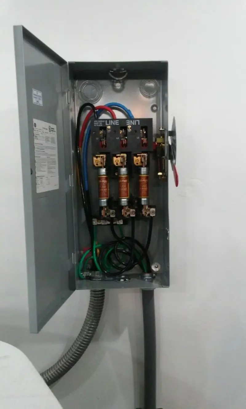 Three-phase disconnect switch installed for Smoke Detector Installation in Seneca Falls